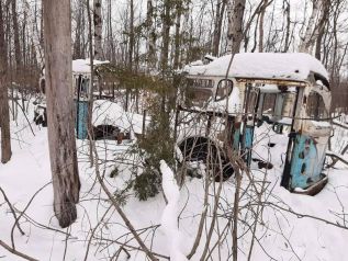 Now derelict, this bus once used for storage has long been laid open to the elements